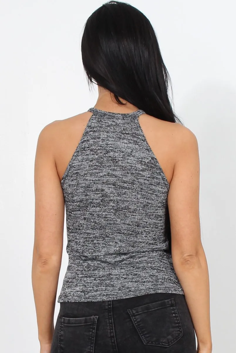 Alli Grey High Neck Top