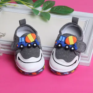 Baby Moo Mixer Truck Velcro Strap Anti-Skid Chu Chu Sound Sneakers - Grey