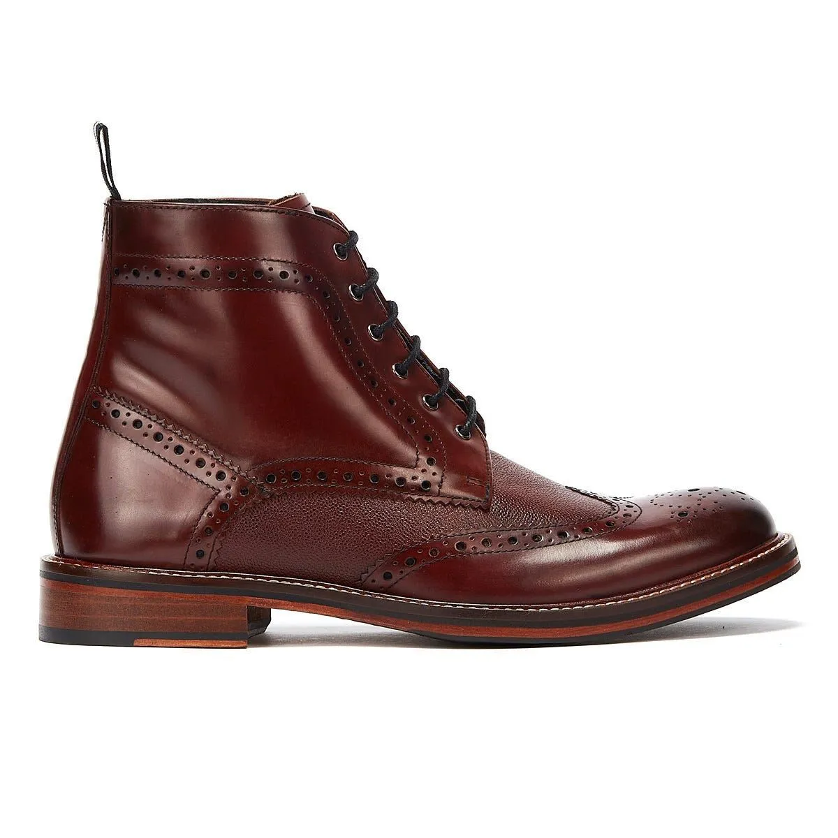 Ben Sherman Alfred Brogue Leather Men's Burgundy Boots