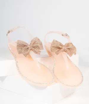 Blush Pink Jelly Rhinestone Bow Sandal