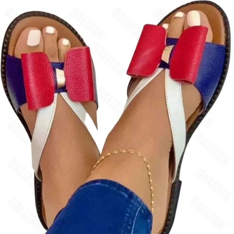 Bowknot Open Toe Casual Women Flat Sandals