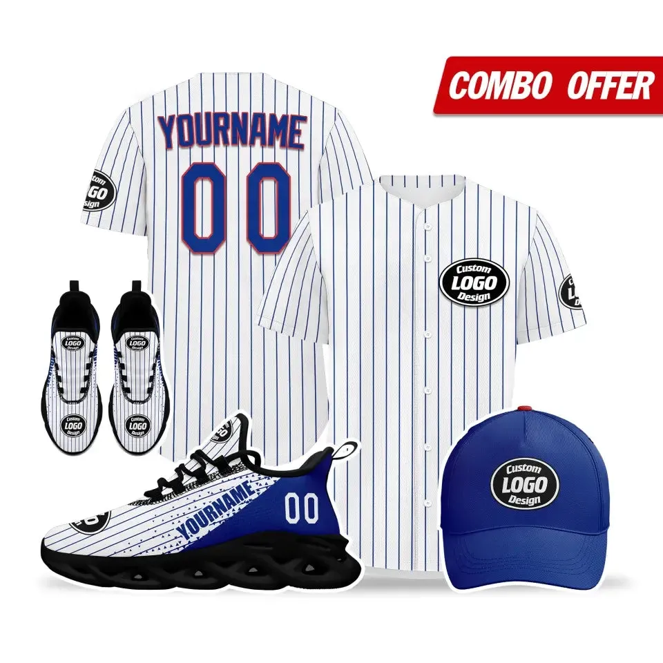 Custom White And Blue Jersey Maxsoul Shoes And Hat Combo Offer Personalized,ZH-24020086