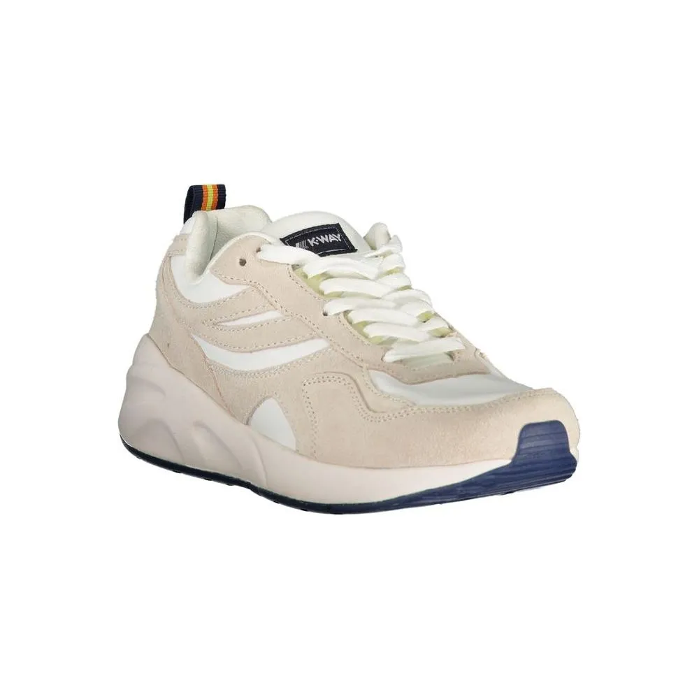 K-WAY Beige Lace-Up Sneakers with Contrast Details