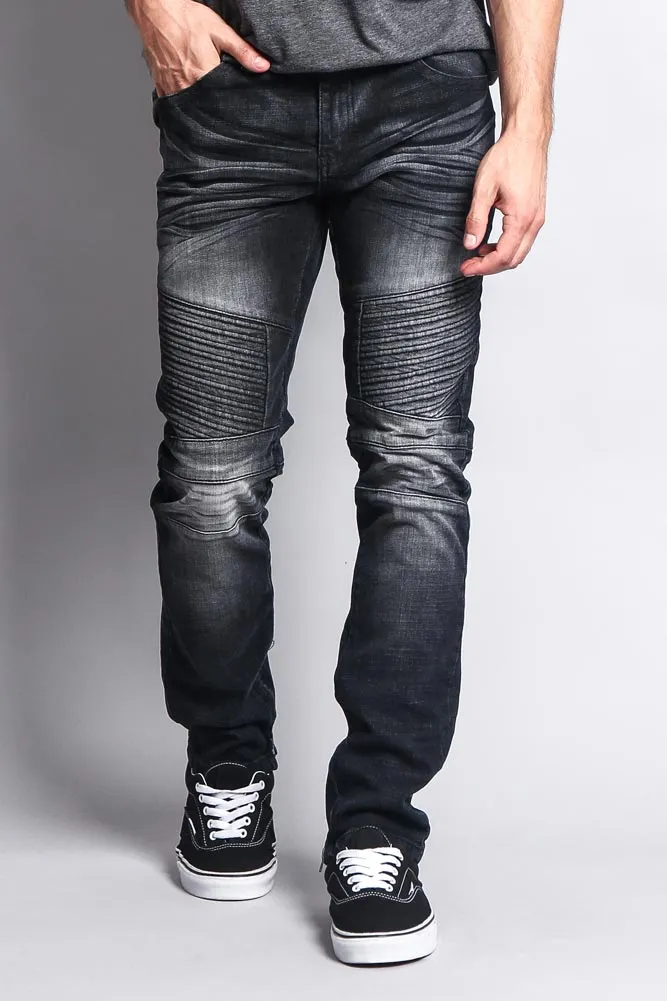 Men's Faded Skinny Biker Denim Jeans