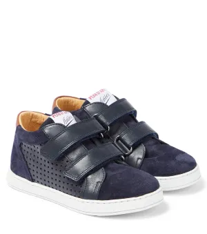 Mousse Easy sneakers in leather and suede Pom d'Api, blue