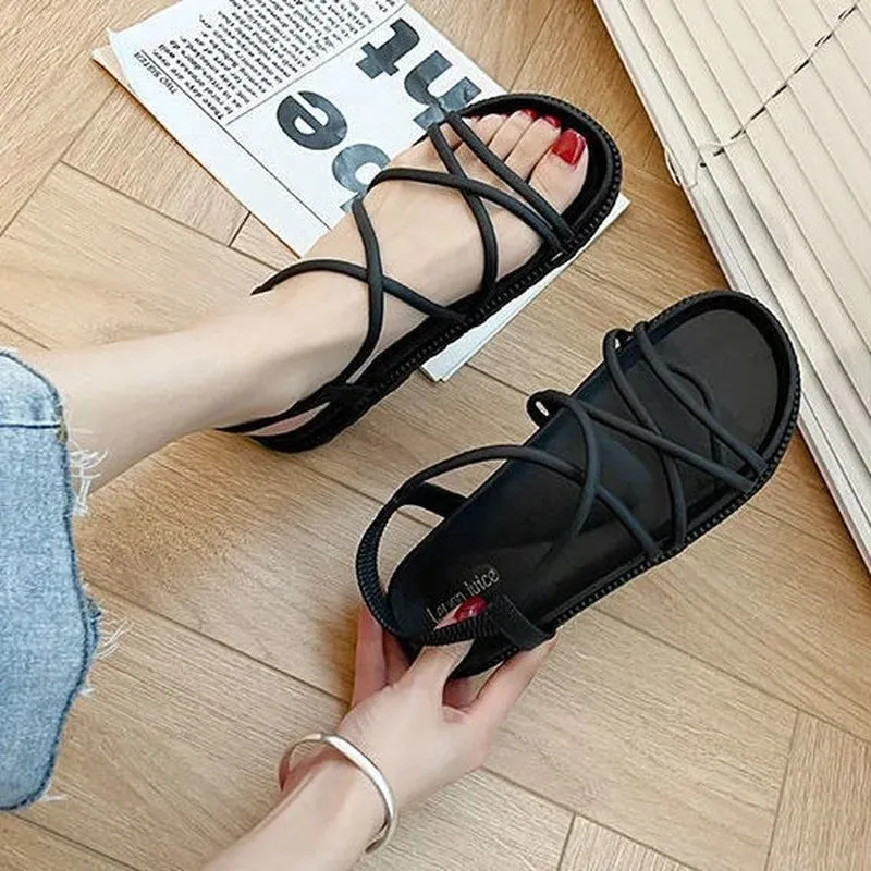 Orthopedic New Sandal Woman Summer 2024 Beach Without Heel Comfortable Flat Women Roman Espadrilles Sandals Black Pink Red Sexy