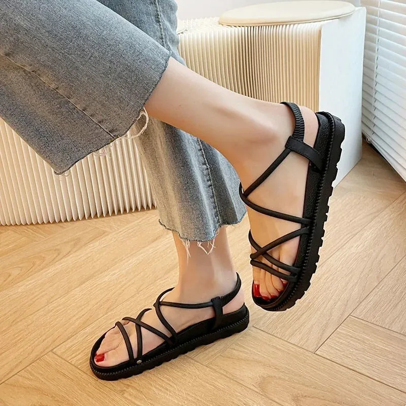 Orthopedic New Sandal Woman Summer 2024 Beach Without Heel Comfortable Flat Women Roman Espadrilles Sandals Black Pink Red Sexy