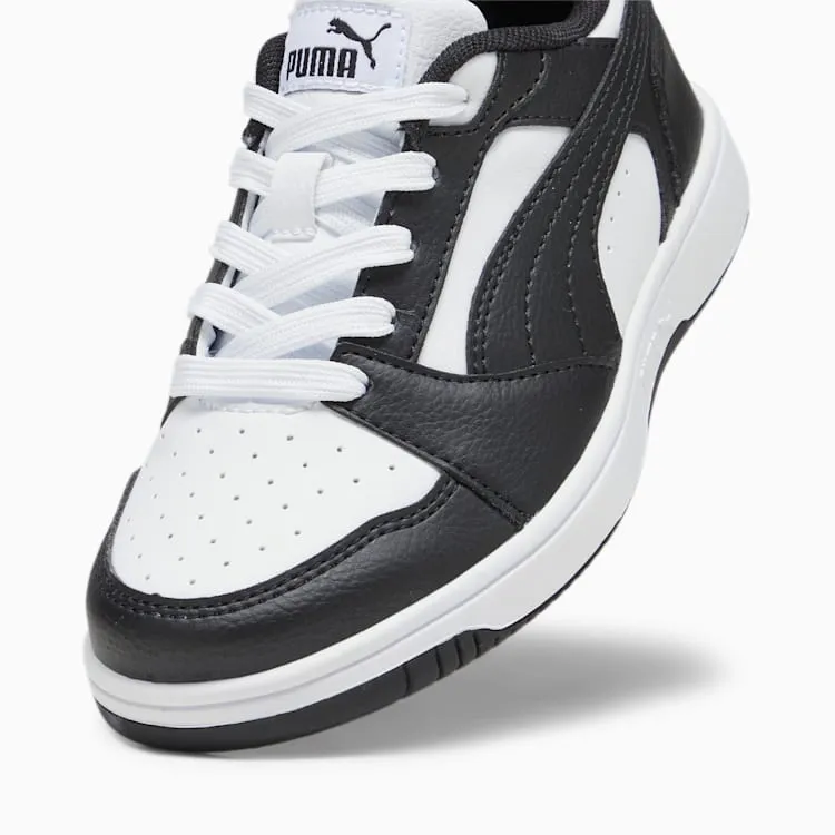 PUMA KID'S REBOUND V6 WHITE/BLACK SNEAKER SHOES