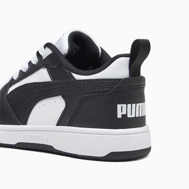 PUMA KID'S REBOUND V6 WHITE/BLACK SNEAKER SHOES