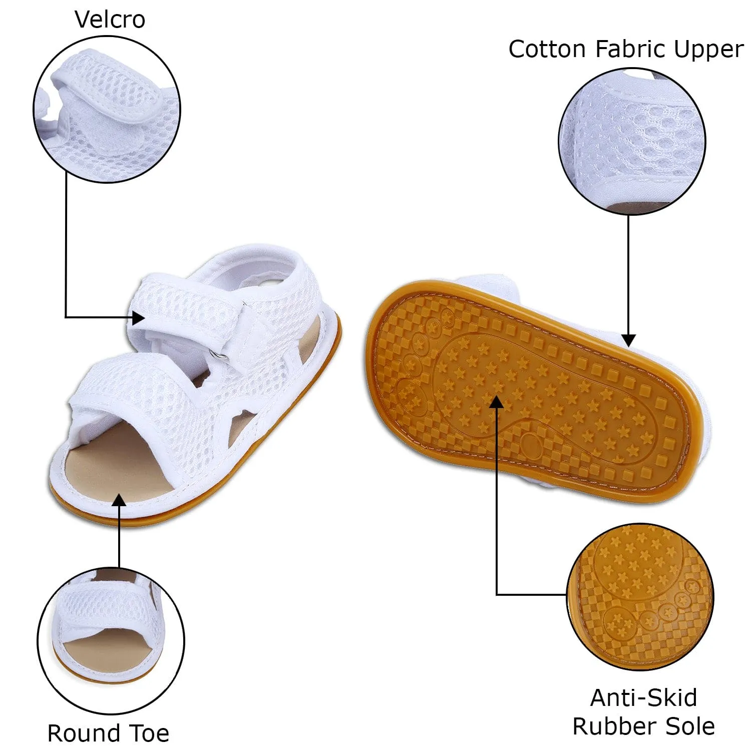 Solid Hookloop Comfortable Anti-skid Floater Sandals - White