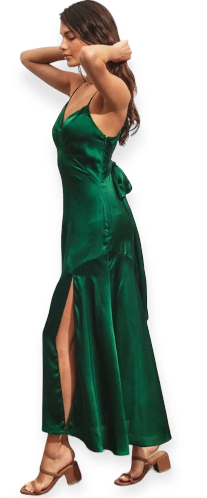 The Jade Satin Maxi Dress