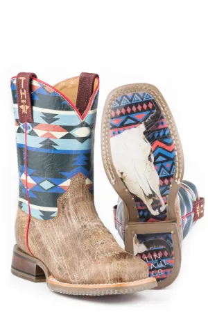 Tin Haul Kids Boys Brown Leather Awesome Aztec Cowboy Boots