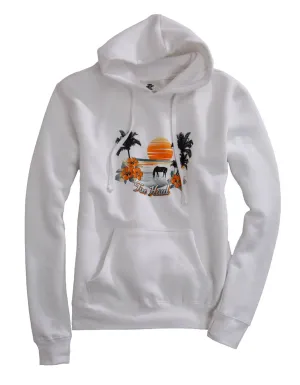 Tin Haul Womens Tropics White Cotton Blend Hoodie