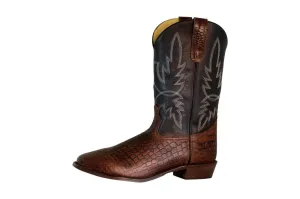 TuffRider Men's Grant Leather Printed Wide Square Toe Western Boots