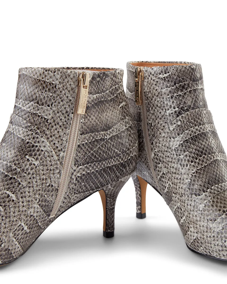 Valentine Reptile Leather Bootie - GREY