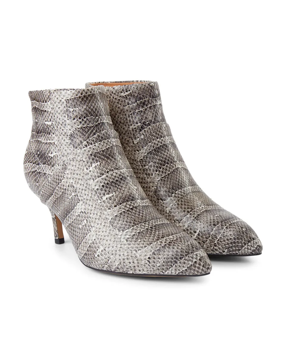 Valentine Reptile Leather Bootie - GREY