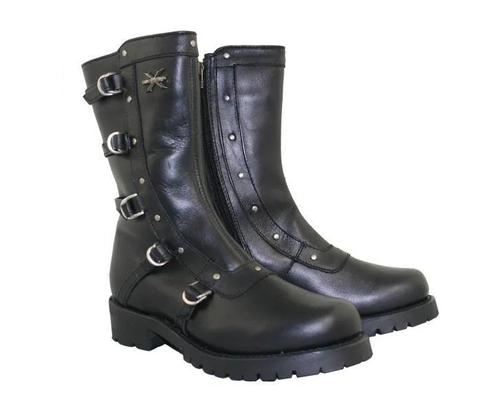 Xelement 2510 'Siren' Women's Black Strap Motorcycle Boots